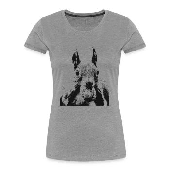 Écureuil - T-shirt bio Premium Femme - gris chiné - Devant - Mia (176cm)