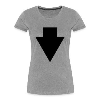 pfeil nach unten arrow down - Frauen Premium Bio T-Shirt - Grau meliert - Vorne - Mia (176cm)