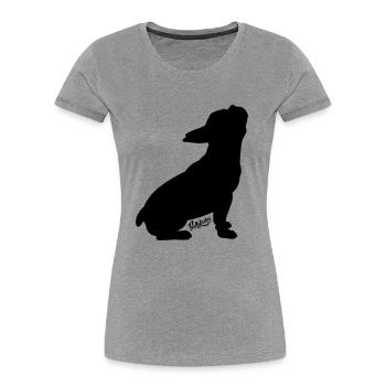 Lupus | Französische Bulldogge Heulend - Frauen Premium Bio T-Shirt - Grau meliert - Vorne - Mia (176cm)