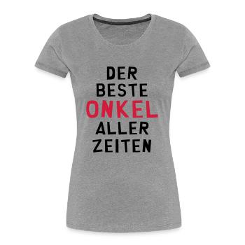 Onkel / Pate / Baby / Geburt / Kind / Tante - Frauen Premium Bio T-Shirt - Grau meliert - Vorne - Mia (176cm)