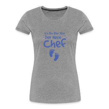 Geschenk zur Geburt der neue Chef - Frauen Premium Bio T-Shirt - Grau meliert - Vorne - Mia (176cm)