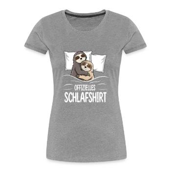 Offizielles Schlafshirt - Süßes Faultier Paar - Frauen Premium Bio T-Shirt - Grau meliert - Vorne - Mia (176cm)