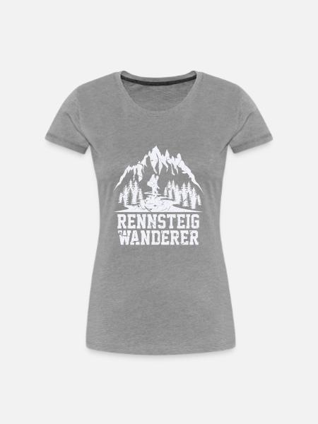 Rennsteig Wanderer - Frauen Premium Bio T-Shirt - Grau meliert
