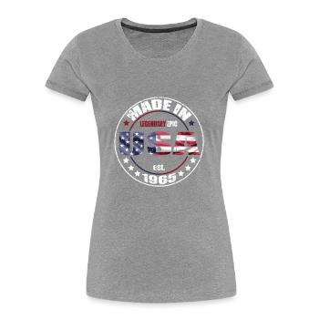 Geburtstag Spruch geboren USA 1965 - Frauen Premium Bio T-Shirt - Grau meliert - Vorne - Mia (176cm)
