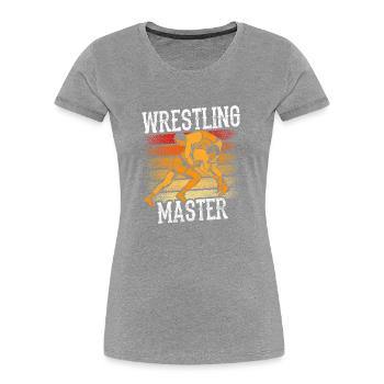 Wrestling Meister Ringer Ringkampf Ringen - Frauen Premium Bio T-Shirt - Grau meliert - Vorne - Mia (176cm)