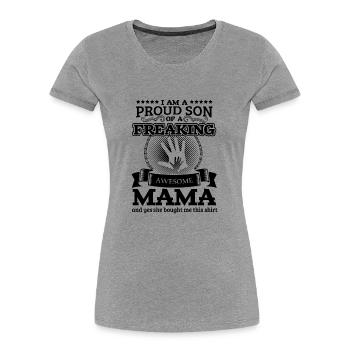 Familie Mama Sohn Tshirt - Frauen Premium Bio T-Shirt - Grau meliert - Vorne - Mia (176cm)