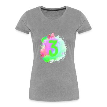3 Nombre d’objets blob - T-shirt bio Premium Femme - gris chiné - Devant - Mia (176cm)