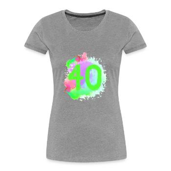 40 Nombre d’objets blob - T-shirt bio Premium Femme - gris chiné - Devant - Mia (176cm)
