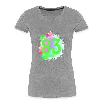 83 Number of blobs - Women's Premium Organic T-Shirt - heather grey - Front - Mia (176cm)