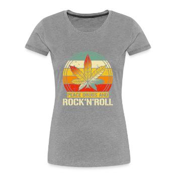 Peace Rock 'n' Roll Rock Kleidung Vintage Cannabis - Frauen Premium Bio T-Shirt - Grau meliert - Vorne - Mia (176cm)