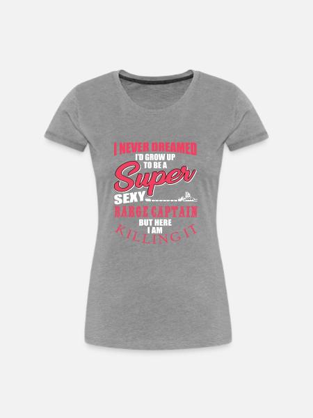 Lastkahn Kapitän - Frauen Premium Bio T-Shirt - Grau meliert