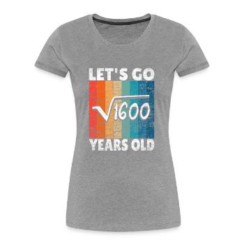 40e anniversaire - la racine de 1600 = 40 ans - T-shirt bio Premium Femme - gris chiné - Devant - Mia (176cm)