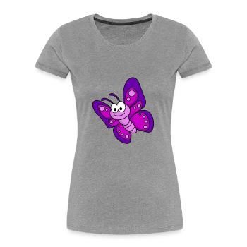 Schmetterling Comic Tier - Frauen Premium Bio T-Shirt - Grau meliert - Vorne - Mia (176cm)