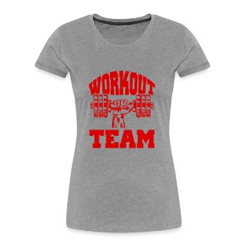 Workout Team - Frauen Premium Bio T-Shirt - Grau meliert - Vorne - Mia (176cm)