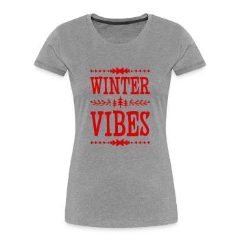 Winter Vibes - Frauen Premium Bio T-Shirt - Grau meliert - Vorne - Mia (176cm)