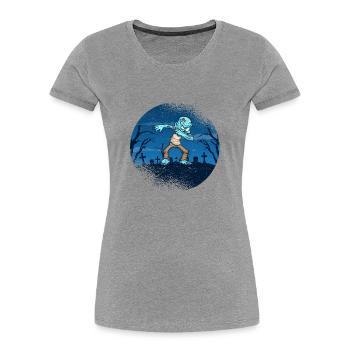 Halloween Dabbing Zombie Gehirn Lustig Zombies Dab - Frauen Premium Bio T-Shirt - Grau meliert - Vorne - Mia (176cm)