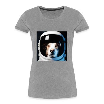 Dog in space - Women's Premium Organic T-Shirt - heather grey - Front - Mia (176cm)