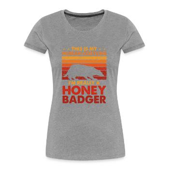Honigdachs Kostüm Retro - Frauen Premium Bio T-Shirt - Grau meliert - Vorne - Mia (176cm)