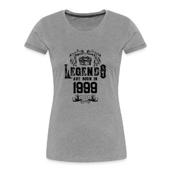 1999 légendes anniversaire - T-shirt bio Premium Femme - gris chiné - Devant - Mia (176cm)