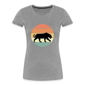 Schwarzer Panther - Frauen Premium Bio T-Shirt - Grau meliert - Vorne - Mia (176cm)