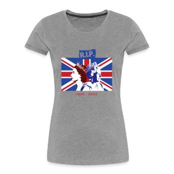 RIP - Königin Elizabeth II. - Das Ende einer Ära - Frauen Premium Bio T-Shirt - Grau meliert - Vorne - Mia (176cm)