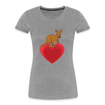 Känguru Herz Design - Frauen Premium Bio T-Shirt - Grau meliert - Vorne - Mia (176cm)