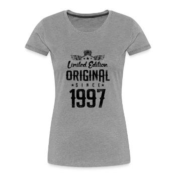 Édition limitée 1997 - T-shirt bio Premium Femme - gris chiné - Devant - Mia (176cm)