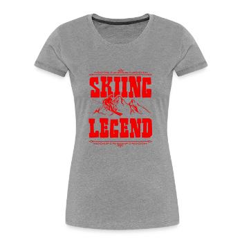 Légende du ski - T-shirt bio Premium Femme - gris chiné - Devant - Mia (176cm)