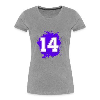 14 Zahl Klecks - Frauen Premium Bio T-Shirt - Grau meliert - Vorne - Mia (176cm)