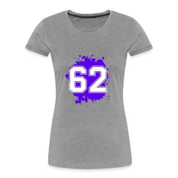 62 Nombre d’objets blob - T-shirt bio Premium Femme - gris chiné - Devant - Mia (176cm)