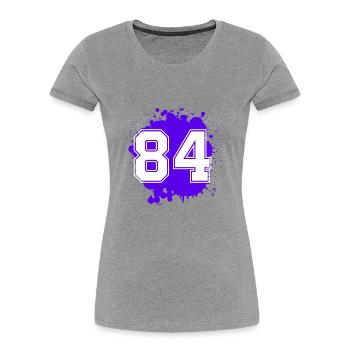84 Nombre d’objets blob - T-shirt bio Premium Femme - gris chiné - Devant - Mia (176cm)