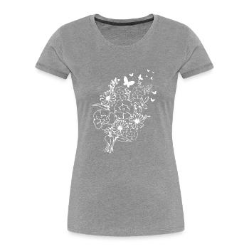 Rose Blumen Rosen Blumen tropisch - Frauen Premium Bio T-Shirt - Grau meliert - Vorne - Mia (176cm)