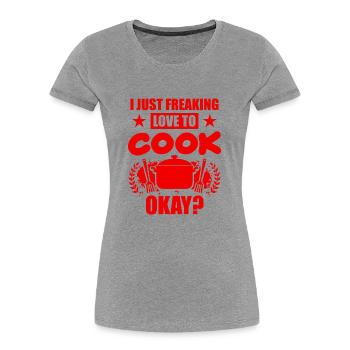 liebe kochen - Frauen Premium Bio T-Shirt - Grau meliert - Vorne - Mia (176cm)