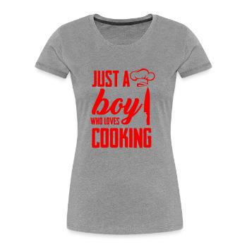 junge liebt kochen - Frauen Premium Bio T-Shirt - Grau meliert - Vorne - Mia (176cm)