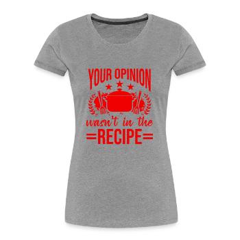 Cooking Recipe - Women's Premium Organic T-Shirt - heather grey - Front - Mia (176cm)