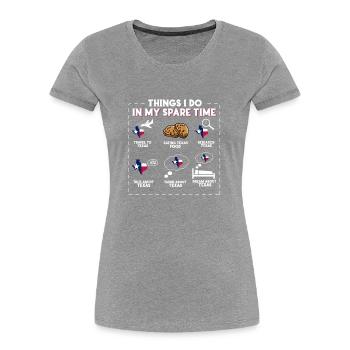 Dinge, die ich in meiner Freizeit mache Texas - Frauen Premium Bio T-Shirt - Grau meliert - Vorne - Mia (176cm)