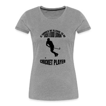 Cricket Slogan Cricket Fan Gift Team Cricket - Women's Premium Organic T-Shirt - heather grey - Front - Mia (176cm)