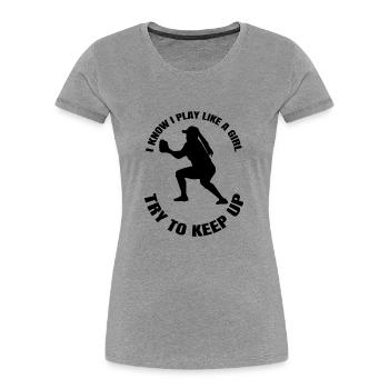 Baseball Baseball lover Baseball Game Woman - Women's Premium Organic T-Shirt - heather grey - Front - Mia (176cm)