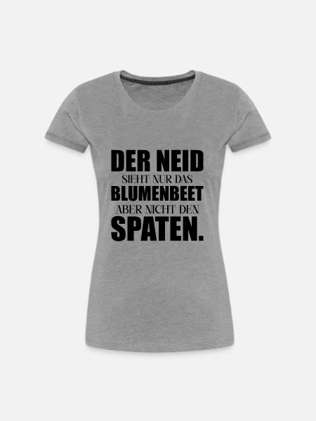 Neid Blumenbeet Spaten - Frauen Premium Bio T-Shirt - Grau meliert