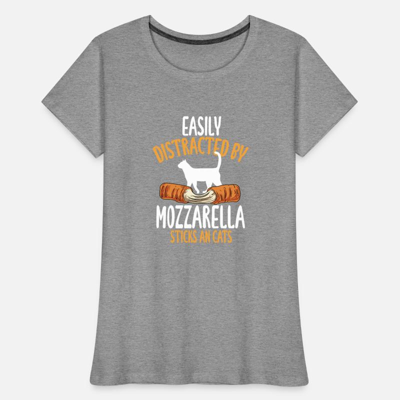 Facilement distrait par les bâtonnets de mozzarella et le chat T-shirt bio Premium Femme
