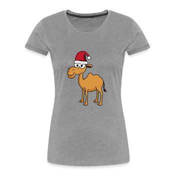 Camel Comic Christmas - T-shirt bio Premium Femme - gris chiné - Devant - Mia (176cm)