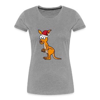 Kangourou BD Noël - T-shirt bio Premium Femme - gris chiné - Devant - Mia (176cm)