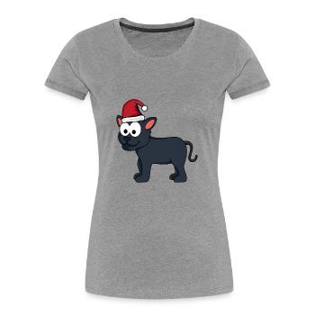 Panther Comic Christmas - T-shirt bio Premium Femme - gris chiné - Devant - Mia (176cm)