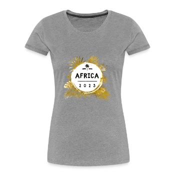 Afrika 2023 Bunt - Frauen Premium Bio T-Shirt - Grau meliert - Vorne - Mia (176cm)