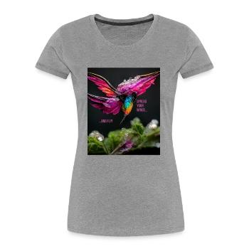Spread your wings and fly - inspiration and motivation - Women's Premium Organic T-Shirt - heather grey - Front - Mia (176cm)