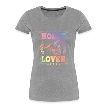 Horse Lover - Frauen Premium Bio T-Shirt - Grau meliert - Vorne - Mia (176cm)