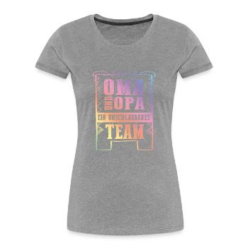 oma und opa team - Frauen Premium Bio T-Shirt - Grau meliert - Vorne - Mia (176cm)