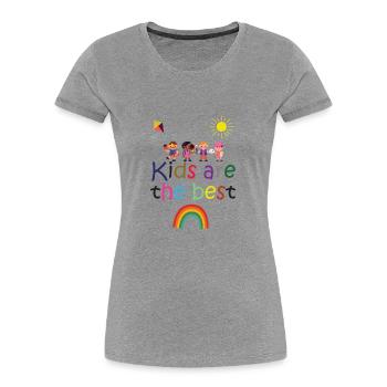 Kids - Frauen Premium Bio T-Shirt - Grau meliert - Vorne - Mia (176cm)