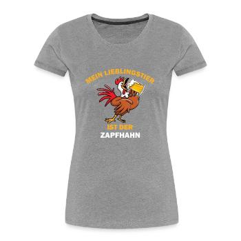 Mein Lieblingstier ist der Zapfhahn - Frauen Premium Bio T-Shirt - Grau meliert - Vorne - Mia (176cm)