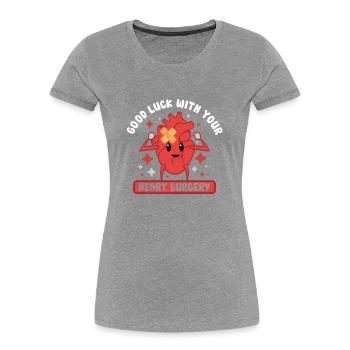 Heart Attack Open Heart Surgery Heart Surgery Gift - Frauen Premium Bio T-Shirt - Grau meliert - Vorne - Mia (176cm)